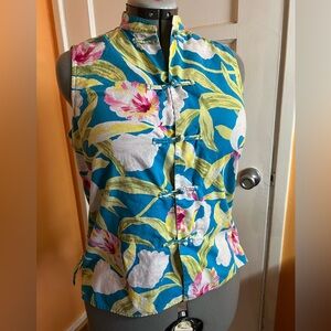 Ralph Lauren Blue and Pink Floral Top